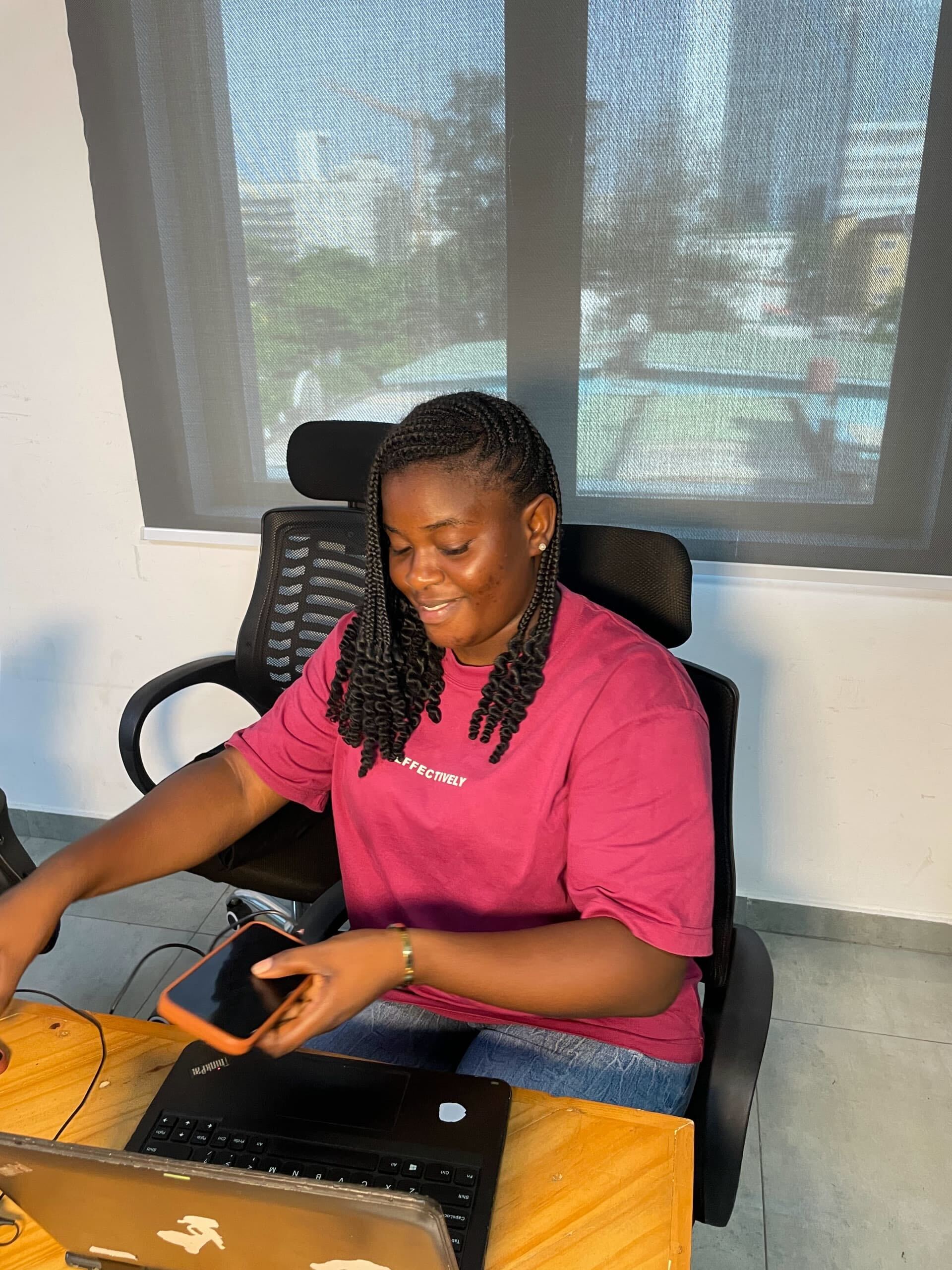 Student working at desk